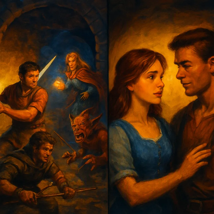 Tela de batalha por turnos ao lado de uma escolha de diálogo de encontro em um RPG de console dos anos 1990