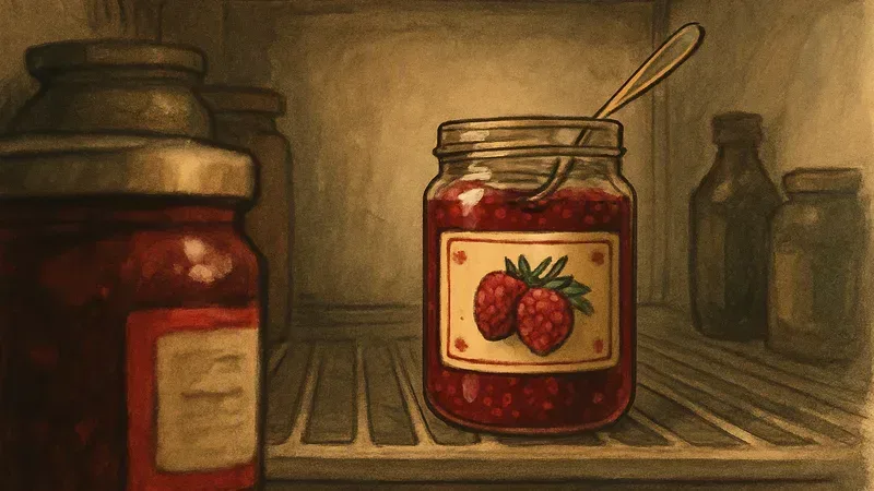 Das gute Marmelade im hinteren Teil des Kühlschranks