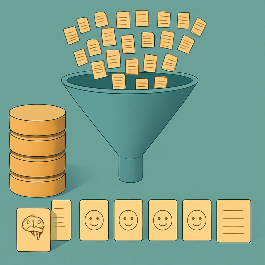 Funnel diagram narrowing 539 articles down to eight studies, six on cognition and two on mental health, fed by five database icons.