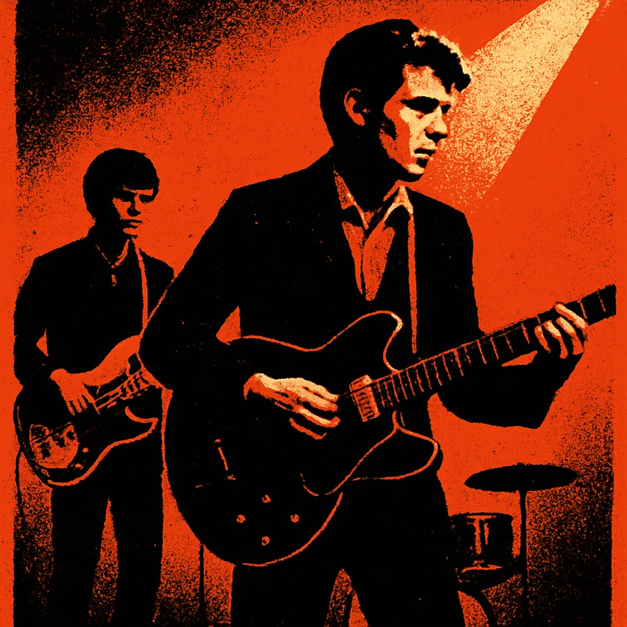 Bobby Fuller and his brother Randy performing on a small stage in El Paso, 1962.